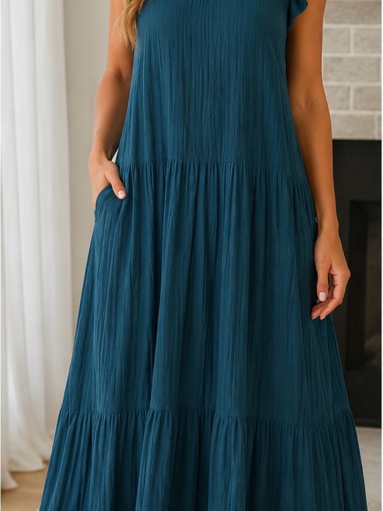 Universal Thread Dresses & Skirts - Universal Thread Teal Tiered Maxi Dress with Pockets